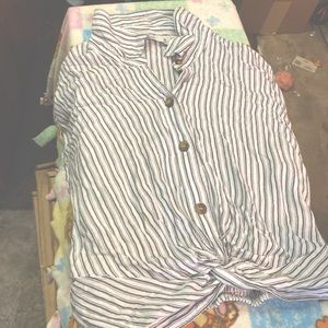 Gray and white stripped Hollister blouse